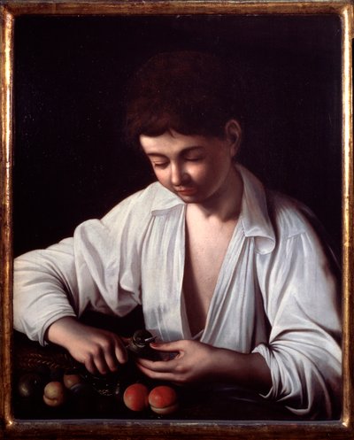 Un ragazzo che sbuccia un frutto da Michelangelo Merisi da Caravaggio