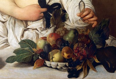 Bacco, dettaglio con ciotola di frutta, c.1589 (olio su tela) da Michelangelo Merisi da Caravaggio