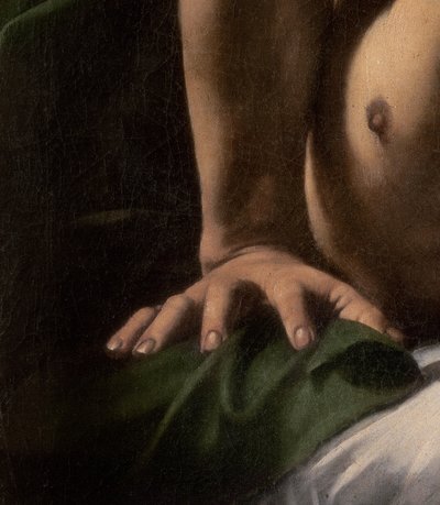 (dettaglio) della mano del generale da Giuditta e Oloferne, 1599 da Michelangelo Merisi da Caravaggio
