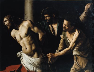 Flagellazione di Cristo o la Scourging alla colonna (olio su tela) da Michelangelo Merisi da Caravaggio