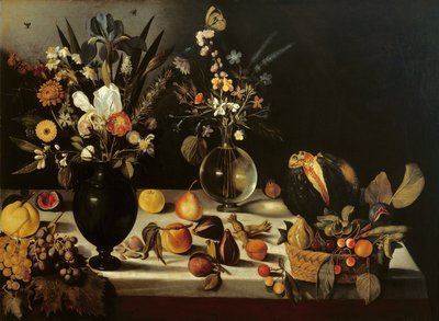 Natura morta con fiori e frutta, di Maestro della Natura Morta di Hartford da Michelangelo Merisi da Caravaggio