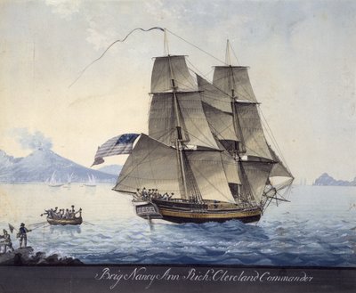Il brigantino Nancy Ann di Salem in partenza da Napoli, 1810 circa (acquerello su carta) da Michele Felice Corne