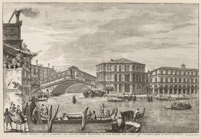 Vedute di Venezia: Il ponte e il mercato di Rialto da Michele Marieschi