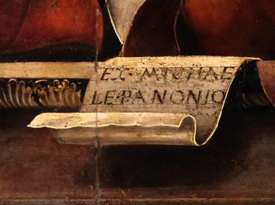 La Musa Thalia, particolare, 1456-57 circa (olio e tempera su pioppo) da Michele Pannonio
