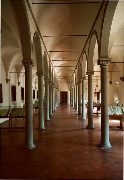 Biblioteca del convento di San Marco a Firenze, Italia. Architettura di Michelozzo di Bartolommeo Michelozzi da Michelozzo di Bartolommeo