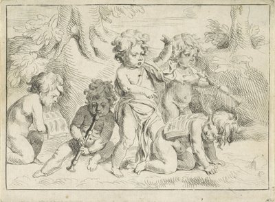 Cinque bambini che suonano da Michiel Frans van der Voort