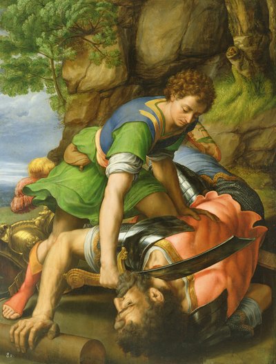 Davide decapita Golia (pannello) da Michiel I Coxie or Coxcie