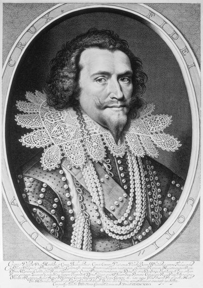 Ritratto di George Villiers, 1° Duca di Buckingham (1592-1628) inciso da Willem Jacobsz. Delff (1580-1638) 1626 da Michiel Jansz van Miereveld