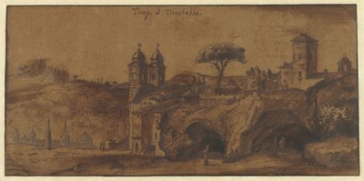 Veduta della SS Trinità dei Monti a Roma da Michiel van Overbeek