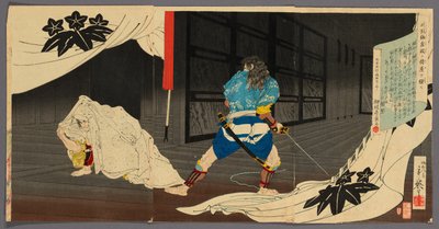 Tokimune (Soga Goro) si intrufola nella residenza di Yoritomo (Tokimune Kamakura-dono no kariya o sawagasu) da Migita Toshihide