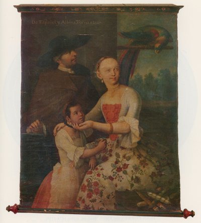 Uno di una coppia di gruppi di ritratti etnografici, c.1763 da Miguel Cabrera