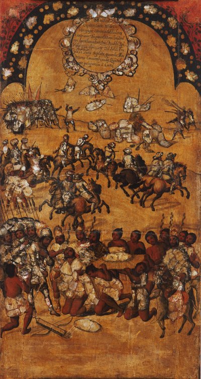 La conquista del Messico, Pannello II, c.1696-1715 da Miguel Gonzalez