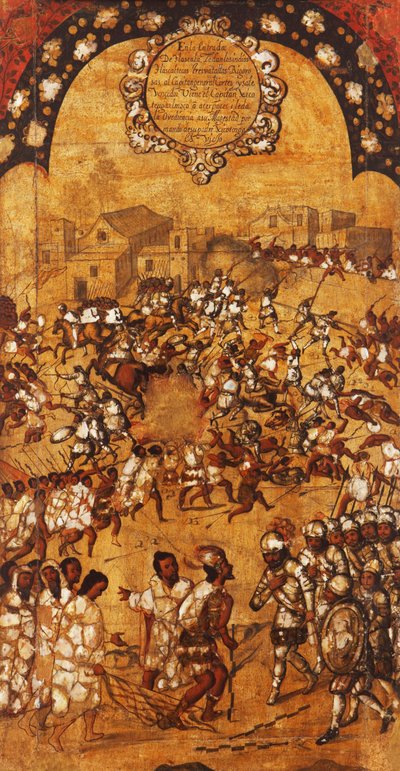La conquista del Messico, Pannello V, c.1696-1715 da Miguel Gonzalez