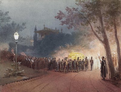 Trasporto della bara con il corpo di Alessandro III dal Piccolo Palazzo di Livadia, 1895 da Mihaly von Zichy