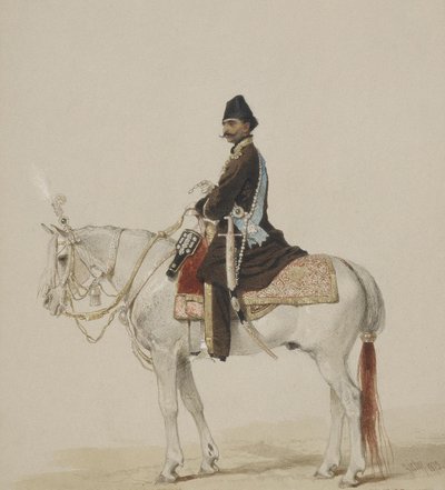 Ritratto equestre di Naser al-Din Shah Qajar 1831-1896, 1873 da Mihaly von Zichy
