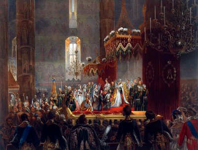 Omaggio della famiglia imperiale allo zar Alessandro II, Mosca, 1856 da Mihaly von Zichy