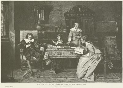 John Milton che detta il Paradiso Perduto alle sue figlie da Mihály Munkácsy