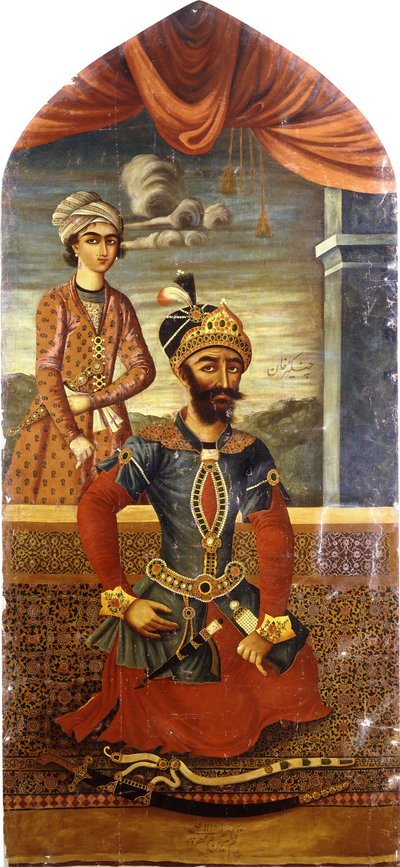 Ritratto di Gengis Khan, con un giovane in attesa (c.1803-4) da Mihr Ali