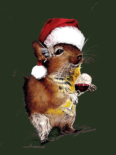 Degu di Natale su verde foresta, 2020 da Mike Davis