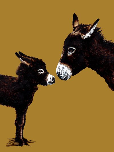 Asino Madre e Cucciolo su Giallo Dorato, 2020 da Mike Davis