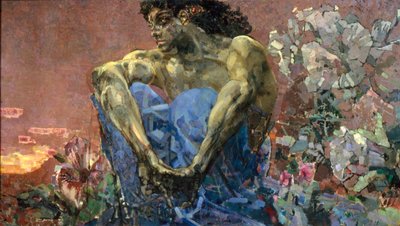 Demone seduto in un giardino, 1890 da Mikhail Aleksandrovich Vrubel