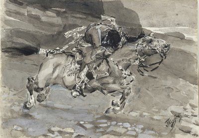 Cavaliere. Illustrazione al poema Il demone di Mikhail Lermontov, 1890-1891 da Mikhail Aleksandrovich Vrubel
