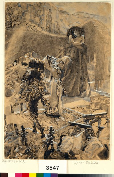 La danza di Tamara - Illustrazione del poema "Il Demone" di Mikhail Lermontov da Mikhail Aleksandrovich Vrubel