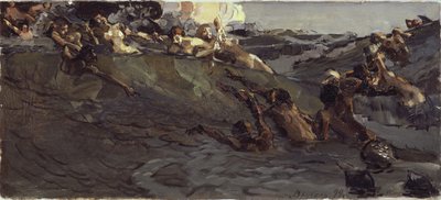 Naiadi e tritoni giocosi, 1899 da Mikhail Aleksandrovich Vrubel