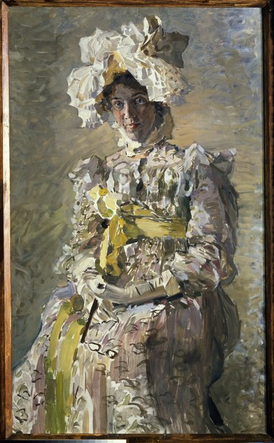 Ritratto di Nadezhda Zabela Vroubel in abito Impero da Mikhail Aleksandrovich Vrubel