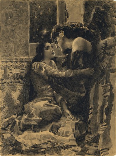 Tamara e Demone. Illustrazione per il poema Il Demone di Mikhail Lermontov da Mikhail Aleksandrovich Vrubel