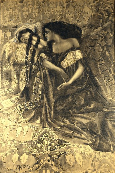 Tamara e Demone. Illustrazione del poema Il Demone di Mikhail Lermontov, 1890-1891 da Mikhail Aleksandrovich Vrubel