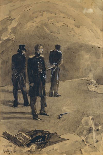 Il duello di Pechorin e Grushnitsky. Illustrazione al romanzo Un eroe del nostro tempo di Mikhail Lermontov, 1891 da Mikhail Aleksandrovich Vrubel