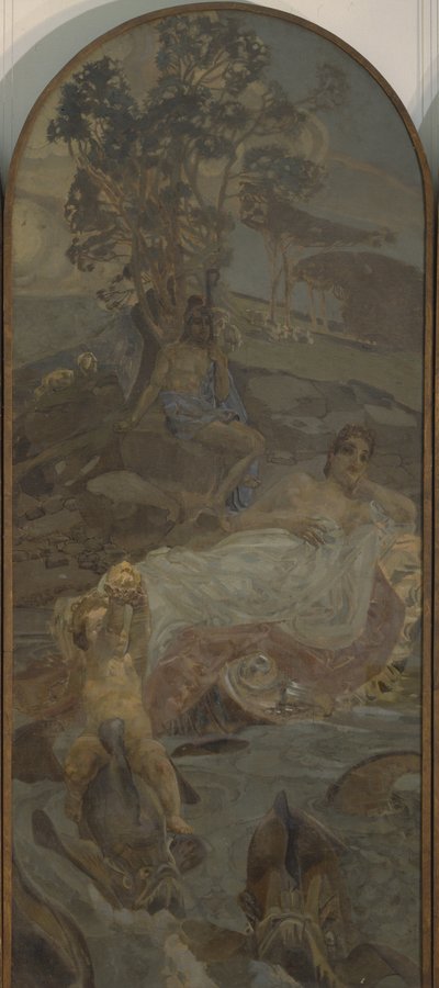 Venere, Amore e Paride, trittico Il giudizio di Paride, parte centrale, 1893 da Mikhail Aleksandrovich Vrubel