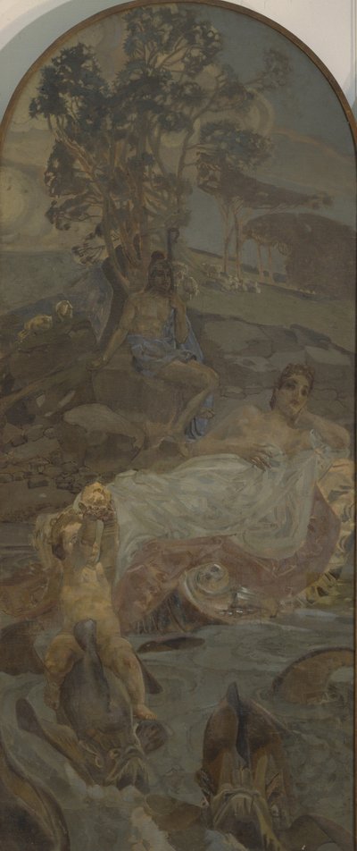 Venere, Amore e Paride, pannello centrale del trittico Il Giudizio di Paride da Mikhail Aleksandrovich Vrubel