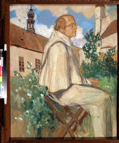 Ritratto di Johann Gregor Mendel, monaco e botanico ceco, fondatore della genetica da Mikhail Dmitrievich Ezuchevsky