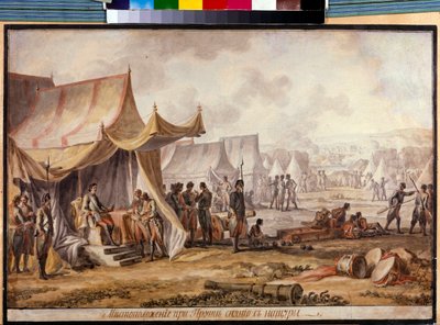 Grande guerra del Nord - Guerra russo-turca del 1710-1711: Pietro I di Russia (Pietro il Grande) sul fiume Prut durante la firma del trattato del Prut nel luglio 1711 con l