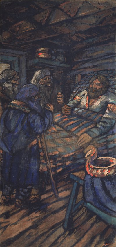 Il matrimonio del Granduca Vladimir I. Svyatoslavich Trittico, pannello laterale, 1920 da Mikhail Nikolayevich Yakovlev