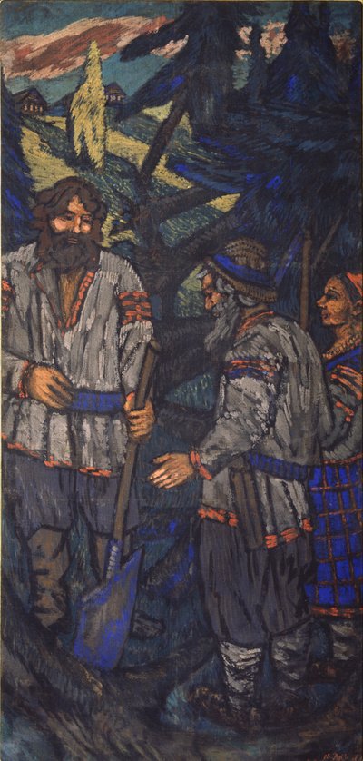 Il matrimonio del Granduca Vladimir I. Svyatoslavich Trittico, pannello laterale da Mikhail Nikolayevich Yakovlev