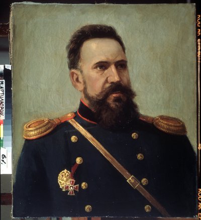 Ritratto del militare e ingegnere Sergei Mosin (1849-1902) inventore del fucile Mosin-Nagant - Dipinto di Mikhail Gerets (1900-1942) 1941 Museo Centrale di Artiglieria, San Pietroburgo da Mikhail Petrovich Gerets