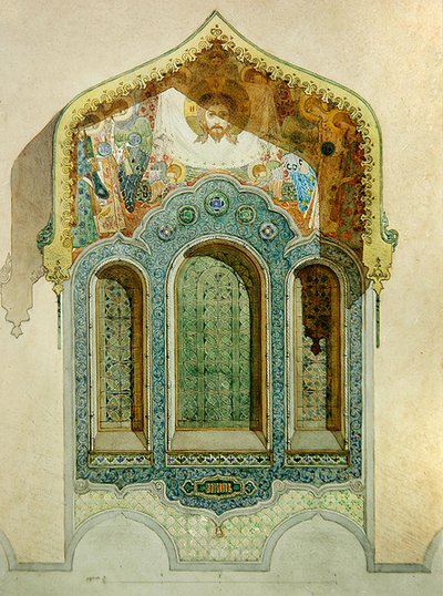 Progetto per una cornice di piastrelle in ceramica per la Chiesa Russa a Nizza da Mikhail Preobrazhensky