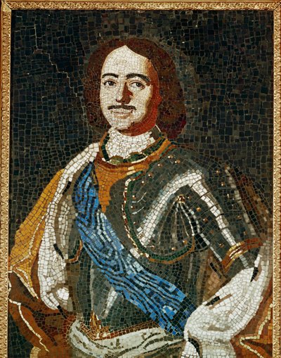 Ritratto: Zar Pietro il Grande (mosaico) da Mikhail Vasilievich Lomonosov