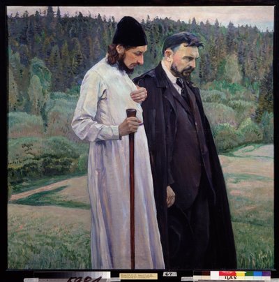 I filosofi. Sergei Bulgakov e Pavel Florensky da Mikhail Vasilievich Nesterov