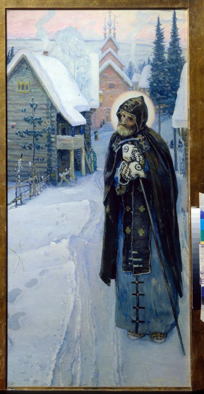 Serge di Radonege (1313-1392) - Le fatiche di San Sergio (trittico, parte destra) da Mikhail Vasilievich Nesterov