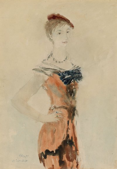 Signora con berretto rosso, 1935 da Mikhail Xenofontovich Sokolov