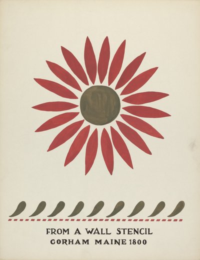 Disegno da Gorham, Maine 1800: dal portafoglio proposto "Stencil murali del Maine" da Mildred E. Bent