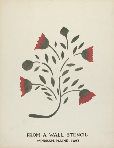 Design da Windham, Maine 1803: Dal portfolio proposto "Stencil murali del Maine" da Mildred E. Bent