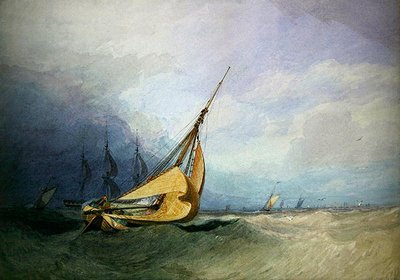 Marina con barche da Miles Edmund Cotman