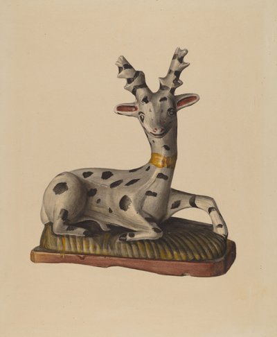 Cervo in gesso, 1938 circa (acquerello) da Mina Lowry