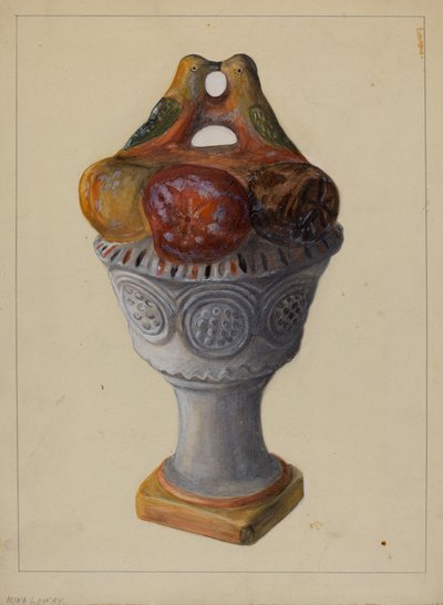 Urna di Gesso con Frutta e Uccelli da Mina Lowry