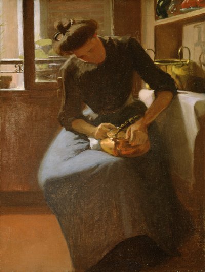 Donna che Lucida un Bollitore, c.1912 da Minerva Josephine Chapman
